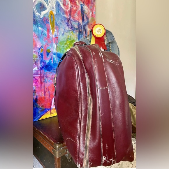 RARE GUCCI Extra Large Vintage LEATHER Suitcase Oxblood Luggage Case Tote Bag GG - Picture 5 of 11